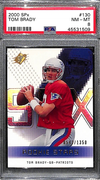 2000 SPX Tom Brady Rookie Card (Numbered 542/1350) PSA 8